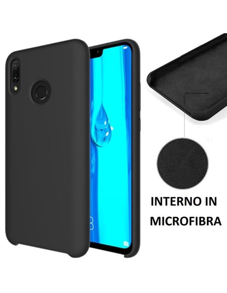 CUSTODIA per HUAWEI Y7 2019, Y7 PRIME 2019, Y7 PRO 2019 IN SILICONE CON EFFETTO SOFT TOUCH ED INTERNO IN MICROFIBRA NERO