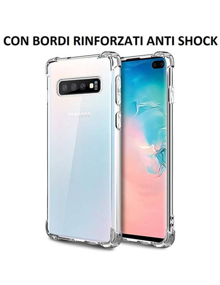 CUSTODIA per SAMSUNG GALAXY S10 PLUS (SM-G975) IN GEL TPU SILICONE TRASPARENTE SLIM 0,5mm CON BORDI RINFORZATI ANTI SHOCK