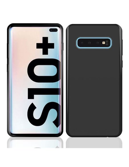 CUSTODIA per SAMSUNG GALAXY S10 PLUS (SM-G975) IN GEL TPU SILICONE COLORE NERO