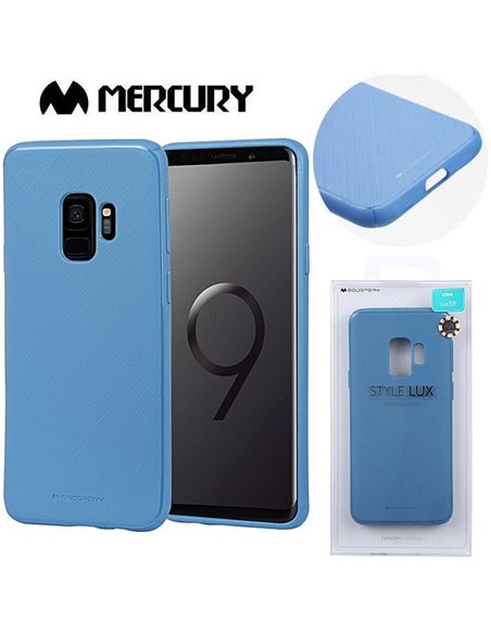 CUSTODIA per SAMSUNG GALAXY S9 (SM-G960) IN GEL TPU SILICONE COLORE AZZURRO ALTA QUALITA' MERCURY STYLE LUX BLISTER