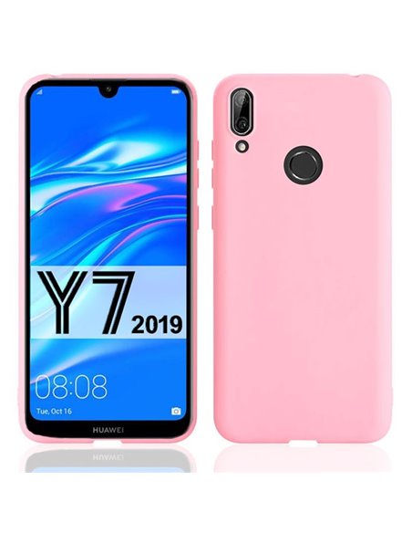 CUSTODIA per HUAWEI Y7 2019, Y7 PRIME 2019, Y7 PRO 2019 IN GEL TPU SILICONE SLIM COLORE ROSA SATINATO