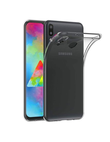 CUSTODIA per SAMSUNG GALAXY M20 (SM-M205) IN GEL TPU SILICONE TRASPARENTE