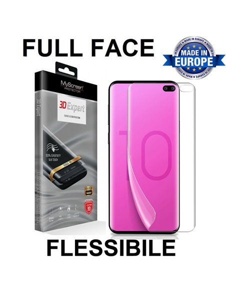 PELLICOLA per SAMSUNG GALAXY S10 PLUS (SM-G975) FULL FACE 3D EXPERT FLESSIBILE 3H 0,2 mm MYSCREEN BLISTER