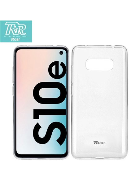 CUSTODIA per SAMSUNG GALAXY S10e (SM-G970) IN GEL TPU SILICONE TRASPARENTE ALTA QUALITA' ROAR COLORFUL BLISTER