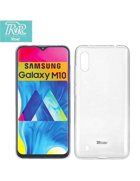 CUSTODIA per SAMSUNG GALAXY M10 (SM-M105) IN GEL TPU SILICONE TRASPARENTE ALTA QUALITA' ROAR COLORFUL BLISTER