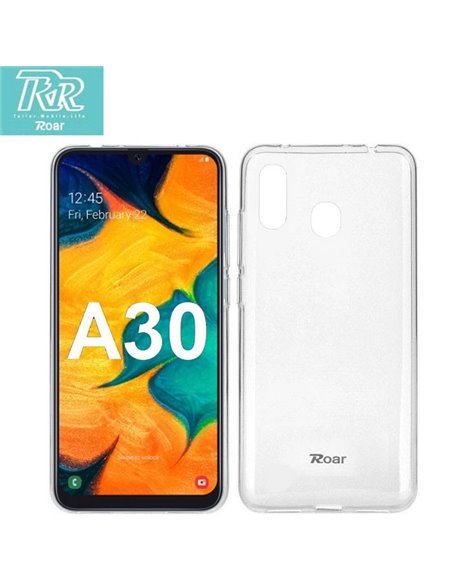 CUSTODIA per SAMSUNG GALAXY A30 (SM-A305), GALAXY A20 (SM-A205) IN GEL TPU TRASPARENTE ALTA QUALITA' ROAR COLORFUL BLISTER