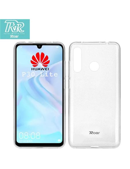 CUSTODIA per HUAWEI P30 LITE, P30 LITE NEW EDITION, NOVA 4e - IN GEL TPU SILICONE TRASPARENTE ALTA QUALITA' ROAR COLORFUL