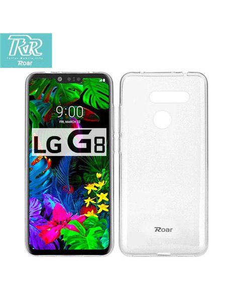 CUSTODIA per LG G8, G8 ThinQ IN GEL TPU SILICONE TRASPARENTE ALTA QUALITA' ROAR COLORFUL BLISTER