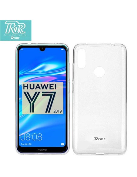 CUSTODIA per HUAWEI Y7 2019, Y7 PRIME 2019, Y7 PRO 2019 IN GEL TPU SILICONE TRASPARENTE ALTA QUALITA' ROAR COLORFUL BLISTER