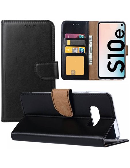 CUSTODIA per SAMSUNG GALAXY S10e (SM-G970) - FLIP ORIZZONTALE SIMILPELLE CON CHIUSURA MAGNETICA E INTERNO IN TPU COLORE NERO