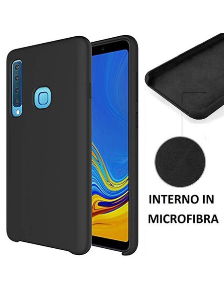 CUSTODIA per SAMSUNG GALAXY A9 2018 (SM-A920) IN SILICONE CON EFFETTO SOFT TOUCH ED INTERNO IN MICROFIBRA COLORE NERO