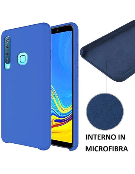 CUSTODIA per SAMSUNG GALAXY A9 2018 (SM-A920) IN SILICONE CON EFFETTO SOFT TOUCH ED INTERNO IN MICROFIBRA COLORE BLU