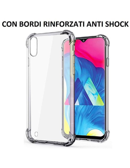 CUSTODIA per SAMSUNG GALAXY M10 (SM-M105) IN GEL TPU SILICONE TRASPARENTE SLIM 0,5mm CON BORDI RINFORZATI ANTI SHOCK