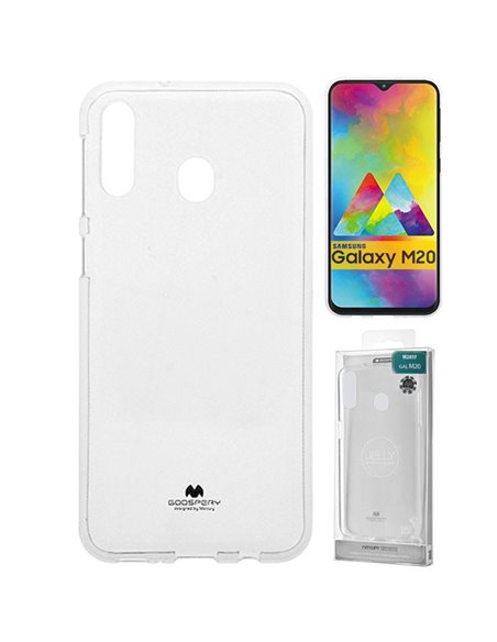 CUSTODIA per SAMSUNG GALAXY M20 (SM-M205) IN GEL TPU SILICONE TRASPARENTE ALTA QUALITA' MERCURY BLISTER