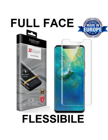 PELLICOLA per HUAWEI MATE 20 PRO FULL FACE 3D EXPERT FLESSIBILE 3H 0,2 mm MYSCREEN BLISTER