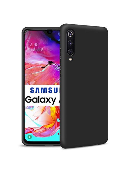 CUSTODIA per SAMSUNG GALAXY A70 (SM-A705), GALAXY A70s (SM-A707) IN GEL TPU SILICONE SLIM COLORE NERO SATINATO