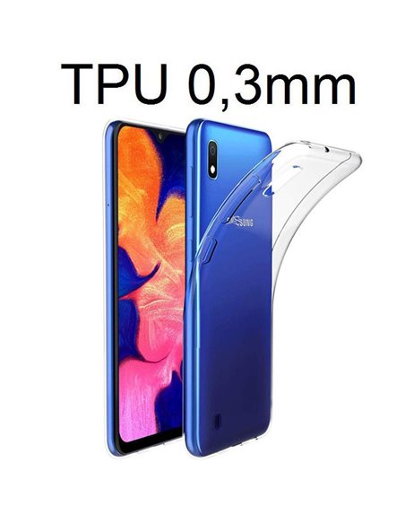 CUSTODIA per SAMSUNG GALAXY A10 (SM-A105) IN GEL TPU SILICONE ULTRA SLIM 0,3mm TRASPARENTE