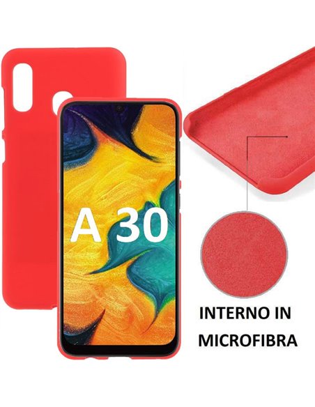 CUSTODIA per SAMSUNG GALAXY A30 (SM-A305), GALAXY A20 (SM-A205) IN SILICONE CON EFFETTO SOFT TOUCH ED INTERNO IN MICROFIBRA ROSS