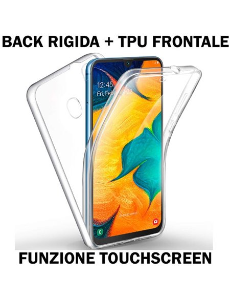 CUSTODIA per SAMSUNG GALAXY A30 (SM-A305), GALAXY A20 (SM-A205) CON PARTE POSTERIORE RIGIDA + PARTE FRONTALE IN TPU TRASPARENTE