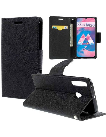 CUSTODIA per SAMSUNG GALAXY M30 (SM-M305), GALAXY A40s (SM-A3050) - FLIP ORIZZONTALE CON CHIUSURA MAGNETICA E INTERNO IN TPU NER