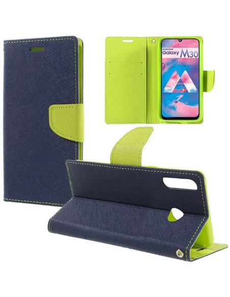 CUSTODIA per SAMSUNG GALAXY M30 (SM-M305), GALAXY A40s (SM-A3050) - FLIP ORIZZONTALE CON CHIUSURA MAGNETICA E INTERNO IN TPU BLU