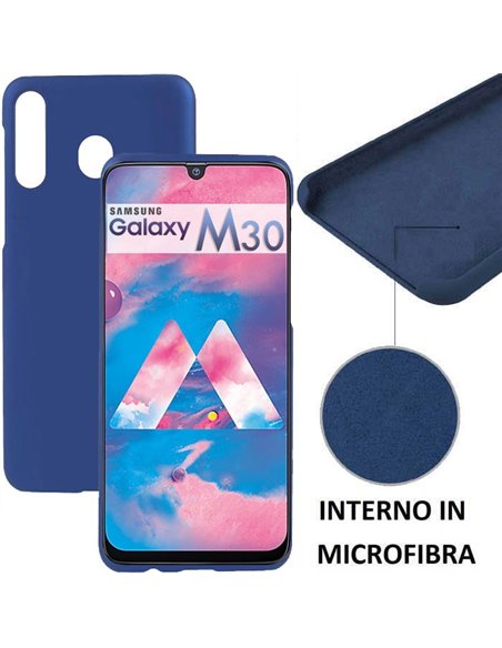 CUSTODIA per SAMSUNG GALAXY M30 (SM-M305), GALAXY A40s (SM-A3050) SILICONE CON EFFETTO SOFT TOUCH ED INTERNO IN MICROFIBRA BLU