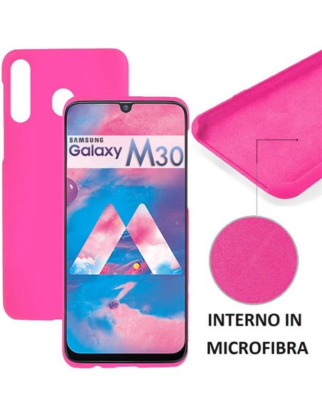 CUSTODIA per SAMSUNG GALAXY M30 (SM-M305), GALAXY A40s (SM-A3050) SILICONE CON EFFETTO SOFT TOUCH ED INTERNO IN MICROFIBRA FUCSI