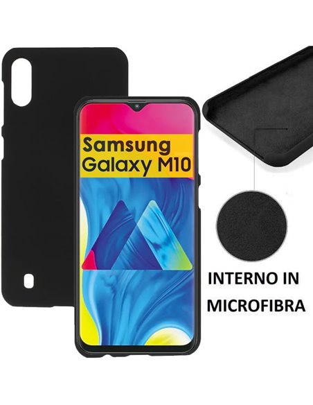 CUSTODIA per SAMSUNG GALAXY M10 (SM-M105) IN SILICONE CON EFFETTO SOFT TOUCH ED INTERNO IN MICROFIBRA COLORE NERO