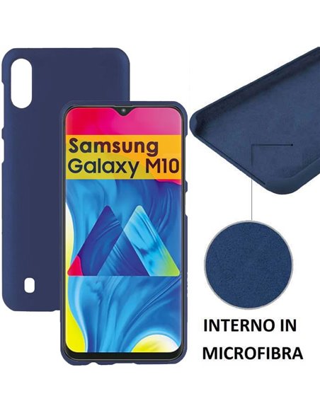 CUSTODIA per SAMSUNG GALAXY M10 (SM-M105) IN SILICONE CON EFFETTO SOFT TOUCH ED INTERNO IN MICROFIBRA COLORE BLU