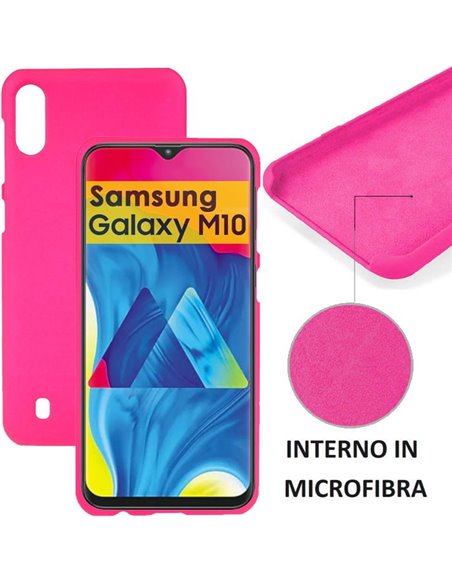 CUSTODIA per SAMSUNG GALAXY M10 (SM-M105) IN SILICONE CON EFFETTO SOFT TOUCH ED INTERNO IN MICROFIBRA COLORE FUCSIA