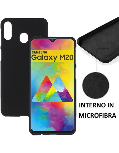 CUSTODIA per SAMSUNG GALAXY M20 (SM-M205) IN SILICONE CON EFFETTO SOFT TOUCH ED INTERNO IN MICROFIBRA COLORE NERO