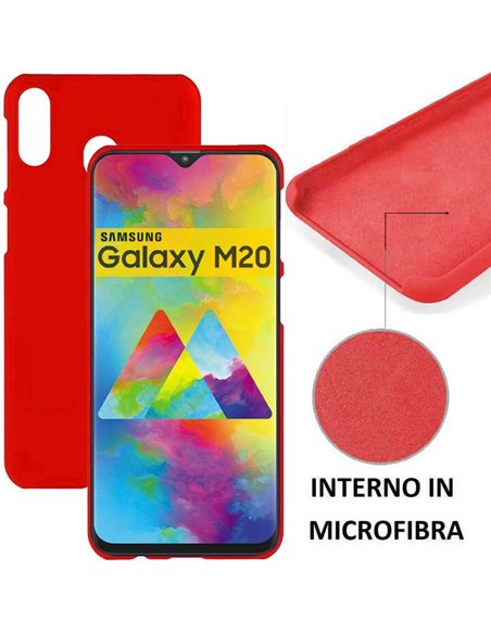 CUSTODIA per SAMSUNG GALAXY M20 (SM-M205) IN SILICONE CON EFFETTO SOFT TOUCH ED INTERNO IN MICROFIBRA COLORE ROSSO