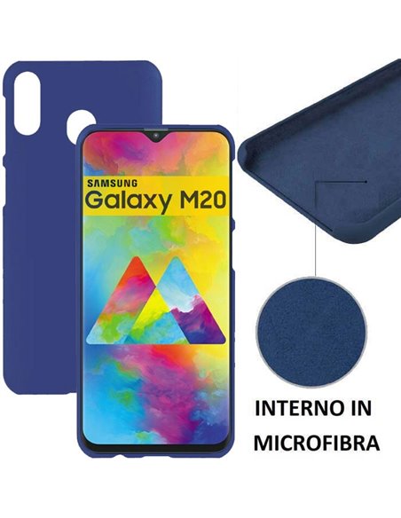 CUSTODIA per SAMSUNG GALAXY M20 (SM-M205) IN SILICONE CON EFFETTO SOFT TOUCH ED INTERNO IN MICROFIBRA COLORE BLU