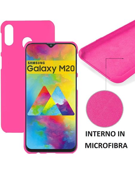 CUSTODIA per SAMSUNG GALAXY M20 (SM-M205) IN SILICONE CON EFFETTO SOFT TOUCH ED INTERNO IN MICROFIBRA COLORE FUCSIA