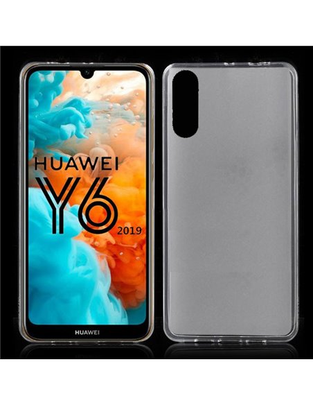 CUSTODIA per HUAWEI Y6 2019, Y6 PRIME 2019, HONOR PLAY 8A IN GEL TPU SILICONE COLORE BIANCO TRASPARENTE