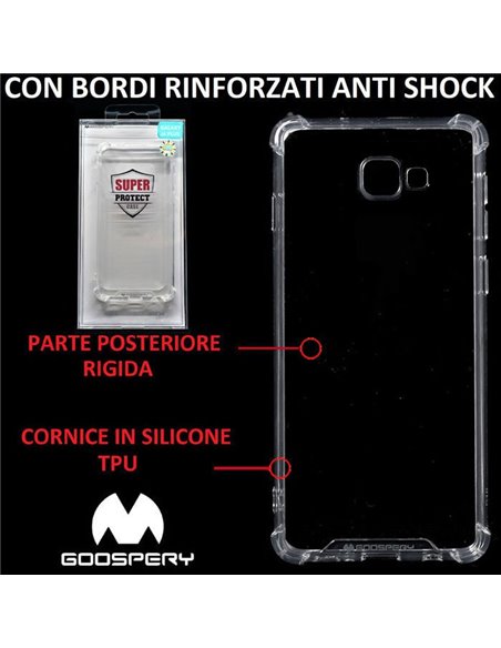 CUSTODIA per SAMSUNG GALAXY J4 PLUS - PARTE POSTERIORE RIGIDA, CORNICE IN SILICONE TRASPARENTE E BORDI RINFORZATI ANTI SHOCK