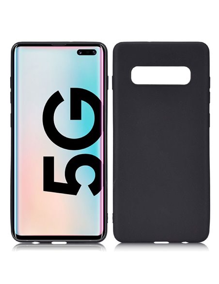 CUSTODIA per SAMSUNG GALAXY S10 5G (SM-G977) IN GEL TPU SILICONE SLIM COLORE NERO SATINATO