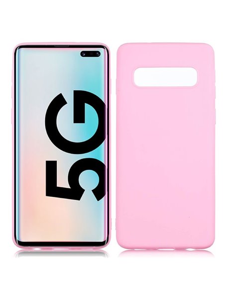 CUSTODIA per SAMSUNG GALAXY S10 5G (SM-G977) IN GEL TPU SILICONE SLIM COLORE ROSA SATINATO