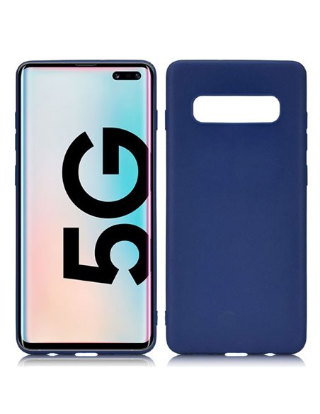 CUSTODIA per SAMSUNG GALAXY S10 5G (SM-G977) IN GEL TPU SILICONE SLIM COLORE BLU SATINATO