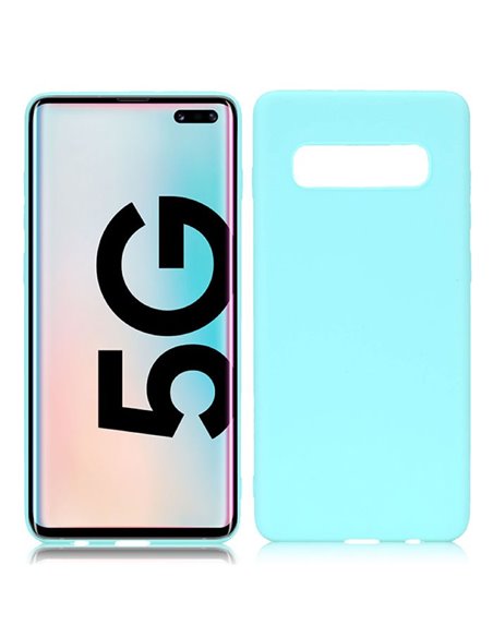 CUSTODIA per SAMSUNG GALAXY S10 5G (SM-G977) IN GEL TPU SILICONE SLIM COLORE VERDE ACQUA SATINATO