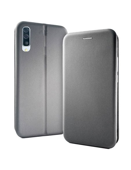 CUSTODIA per SAMSUNG GALAXY A70 (SM-A705), GALAXY A70s (SM-A707) - FLIP ORIZZONTALE IN TESSUTO CHIUSURA MAGNETICA INVISIBILE GRI