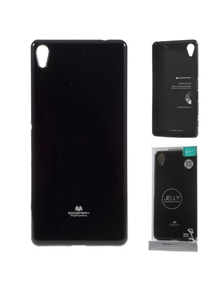 CUSTODIA GEL TPU SILICONE per SONY XPERIA XA ULTRA F3211, XA ULTRA DUAL F3212 NERO LUCIDO CON GLITTER ALTA QUALITA' MERCURY BLIS