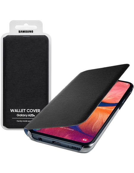 CUSTODIA ORIGINALE per SAMSUNG GALAXY A20e (SM-A202) - WALLET COVER COLORE NERO EF-WA202PBEGWW BLISTER