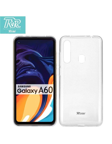 CUSTODIA per SAMSUNG GALAXY A60 (SM-A606), GALAXY M40 (SM-M405) IN GEL TPU TRASPARENTE ALTA QUALITA' ROAR COLORFUL BLISTER