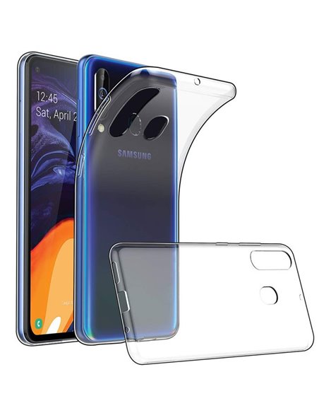 CUSTODIA per SAMSUNG GALAXY A60 (SM-A606), GALAXY M40 (SM-M405) IN GEL TPU SILICONE TRASPARENTE