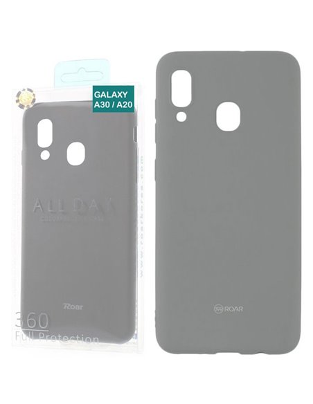 CUSTODIA per SAMSUNG GALAXY A30 (SM-A305), GALAXY A20 (SM-A205) IN GEL TPU SILICONE COLORE GRIGIO ALTA QUALITA' ROAR COLORFUL