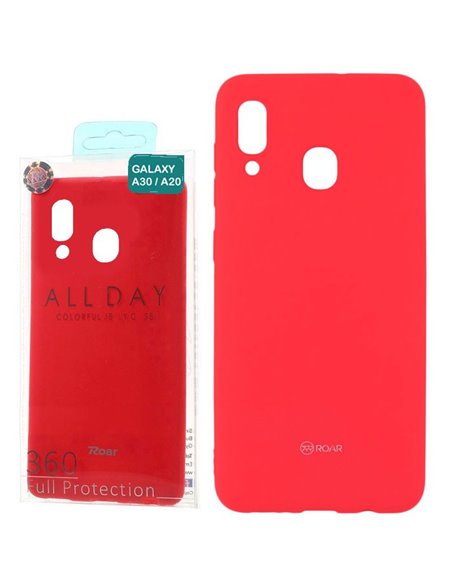 CUSTODIA per SAMSUNG GALAXY A30 (SM-A305), GALAXY A20 (SM-A205) IN GEL TPU SILICONE COLORE FUCSIA ALTA QUALITA' ROAR COLORFUL