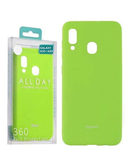 CUSTODIA per SAMSUNG GALAXY A30 (SM-A305), GALAXY A20 (SM-A205) IN GEL TPU SILICONE COLORE VERDE ALTA QUALITA' ROAR COLORFUL