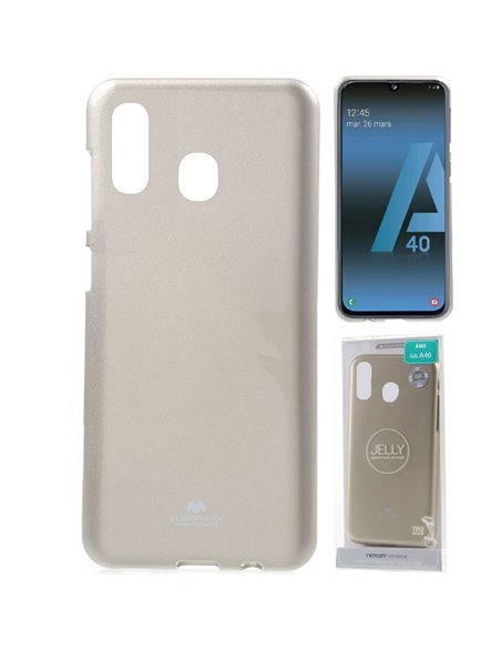 CUSTODIA per SAMSUNG GALAXY A40 (SM-A405) IN GEL TPU SILICONE COLORE ORO LUCIDO CON GLITTER ALTA QUALITA' MERCURY BLISTER