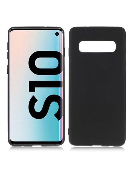 CUSTODIA per SAMSUNG GALAXY S10 (SM-G973) IN GEL TPU SILICONE SLIM COLORE NERO SATINATO